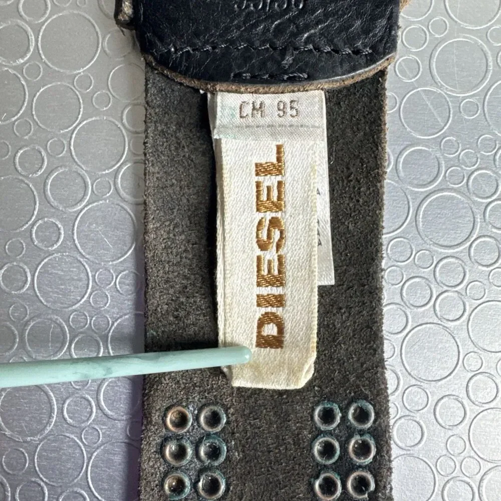 VTG Rare Diesel For Successful Living Studded Leather Belt Italy - Size 95 38